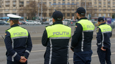 Police officers offer flowers to women drivers, Bucharest, Romania - 01 Mar 2024