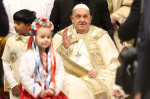 Pope Francis opens the Holy Door in St. Peter's Basilica for the Jubilee 2025, celebrates Christmas Mass in front of thousands of faithful, in St. Peter's Basilica Vatican City Rome