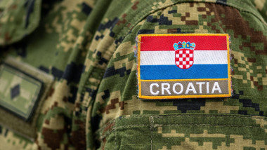 Croatia on a soldier uniform, Croatian Armed Forces, NATO force integration unit, close up