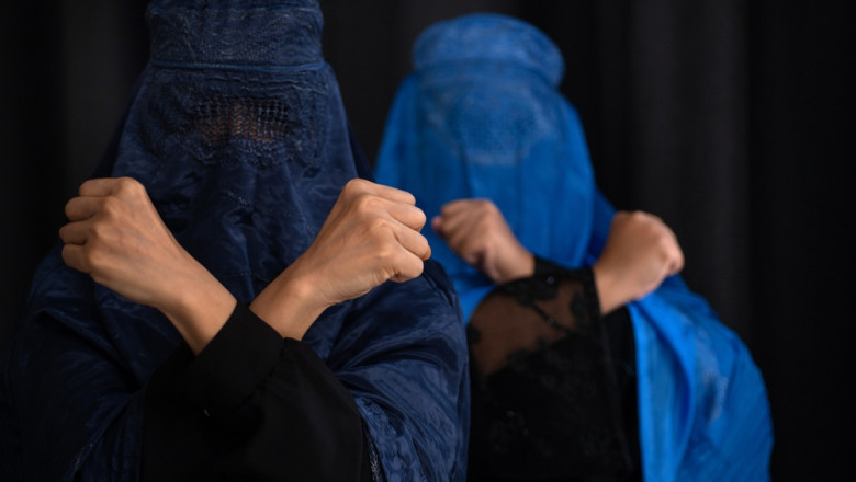 Two,Muslim,Women,In,Burka,Or,Burqa,,Tradition,Cloths,In