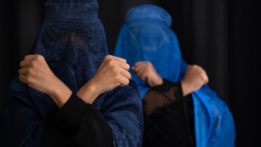 Two,Muslim,Women,In,Burka,Or,Burqa,,Tradition,Cloths,In