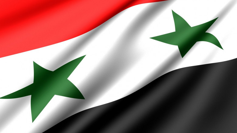 Flag of Syria. Close up. Front view.