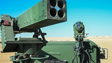 Riyadh, Saudi Arabia. 17 September, 2024. A U.S Army Vehicle-Agnostic Modular Palletized ISR Rocket Equipment military for launching advanced precision kill weapons system rockets during a field test at the Red Sands Integrated Experimentation Center, Sep