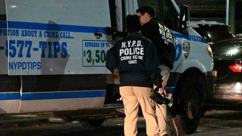 NYPD Crime Scene Investigators Stage At 60th Precinct In Coney Island Brooklyn New York Where Suspect In Fire Setting Attack On Woman Sleeping On A Train Is Being Held In Custody, Coney Island, Brooklyn, United States - 22 Dec 2024