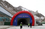 HEJING, CHINA - DECEMBER 30: Workers are seen at the construction site of the Tianshan Shengli Tunnel, the world s longe