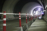 HEJING, CHINA - DECEMBER 30: An interior view of the Tianshan Shengli Tunnel, the world s longest expressway tunnel, on