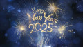 2025 Happy New Year In Blue Eve Night - Celebration With Fireworks In Sky