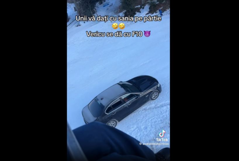 Poliţiştii din Borşa s-au sesizat din oficiu și îl caută pe şoferul care a urcat cu BMW-ul pe pârtia de schi