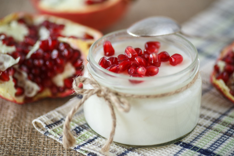 Sweet,Homemade,Yogurt,With,Berries,Pomegranate,In,A,Glass,Jar