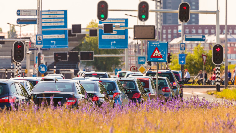 Trafic aglomerat in Amsterdam