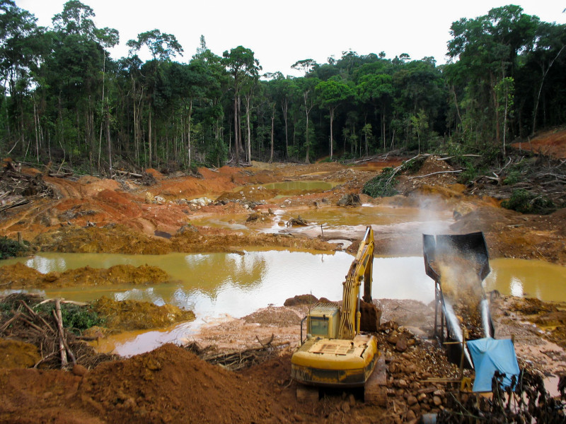 Rainforest,Destruction.,Gold,Mining,Place,In,Guyana,,South,America.,Amazon