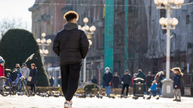 Timisoara,,Romania,-,January,29,,2022:,Man,Walking,On,The