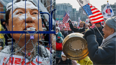 protestatari pro și contra președintelui sud coreean Yoon Suk Yeol