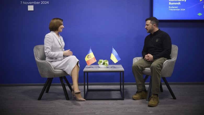 President Volodymyr Zelenskyj at the 5th EU Summit in Budapest on November 7th, 2024, with Maia SANDU (President of Moldova)