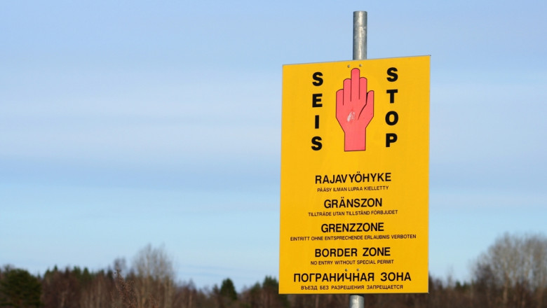 Sign,At,The,Borderzone,Of,The,Finland,And,Russia,,The