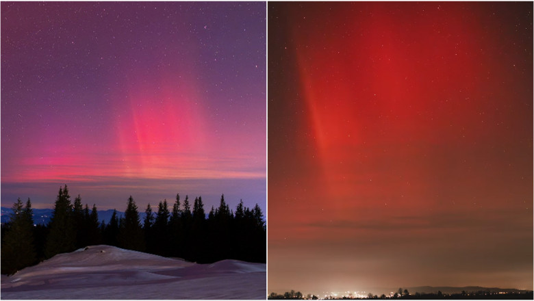 aurora boreală pe cerul României în noaptea de Anul Nou