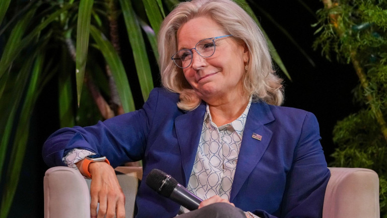 Austin Texas USA, September 6 2024: Former Wyoming Congresswoman LIZ CHENEY, a fierce critic of former President Donald Trump (not shown) announces her father's support for Democratic candidate Kamala Harris (not shown) on the second day of panels at the