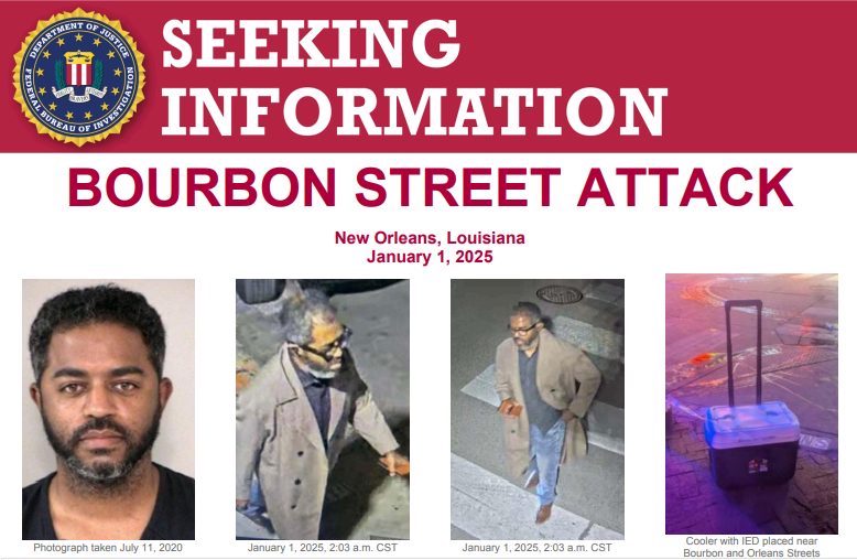 FBI a publicat imagini noi cu atacatorul din New Orleans, surprinse cu doar o oră înainte de tragedie