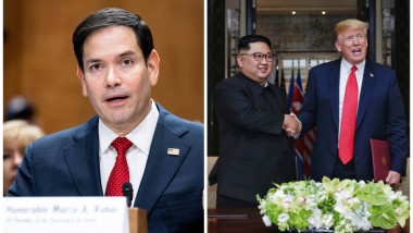 colaj foto cu marco rubio, kim jong un si trump