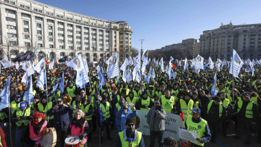 Protest organizat de Sindicatul Naţional al Poliţiştilor şi al Personalului Contractual în București.