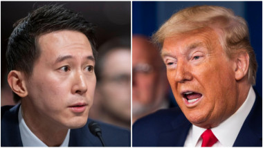 Colaj foto: Shou Chew, CEO-ul TikTok și Donald Trump, președintele ales al SUA