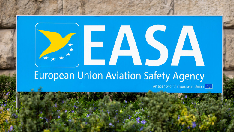 Agentur der Europaeischen Union fuer Flugsicherheit (EASA) in Koeln. 22.03.2024, Koeln, GER - Schild mit Schrift vor dem