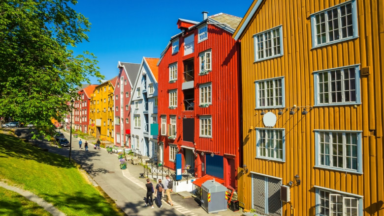 Panoramic,View,Of,Beautiful,City,Trondheim,,Norway