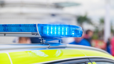 blue light bar on a swedish police vehicle