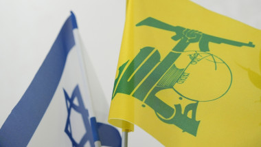 Israel,And,Hezbollah,Flag,With,White,Background.,The,Conflict,Between