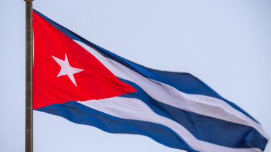 Cuba Flag Waving on flagpole