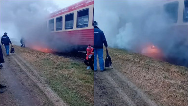 Incendiu la un tren de pe Regionala CFR Timisoara. 30 de calatori dati jos din vagoane