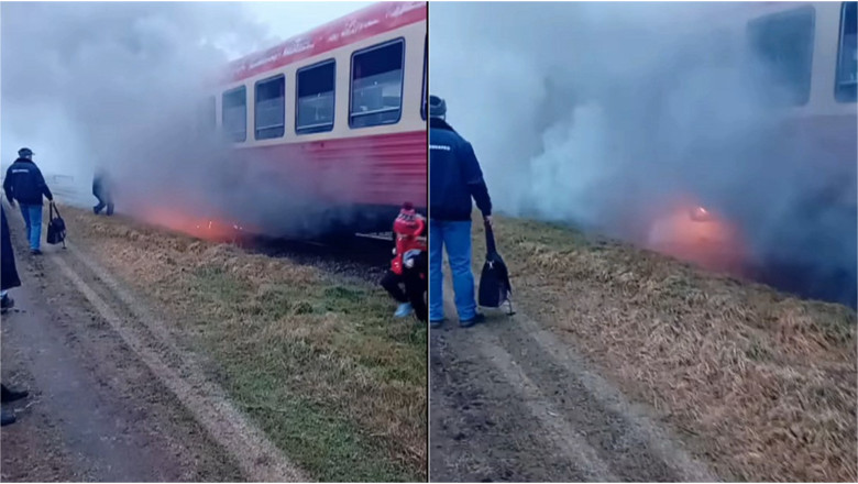 Incendiu la un tren de pe Regionala CFR Timisoara. 30 de calatori dati jos din vagoane