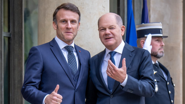 emmanuel macron si olaf scholz la palatul elysee
