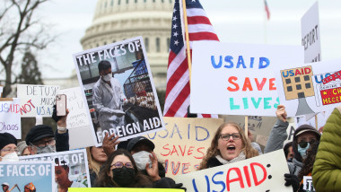 People protest in support of USAID in front of US Capitol in Washington, District of Columbia, USA., Washington Dc, Virginia - 05 Feb 2025