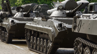 Sofia, Bulgaria May, 06, 2019: St. Georges Day - Traditional Military parade in Sofia, Bulgaria on 6th of May The Day of Bravery.