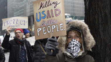 Protest At Senators Schumer and Gillibrand's NYC Offices, New York, USA - 06 Feb 2025