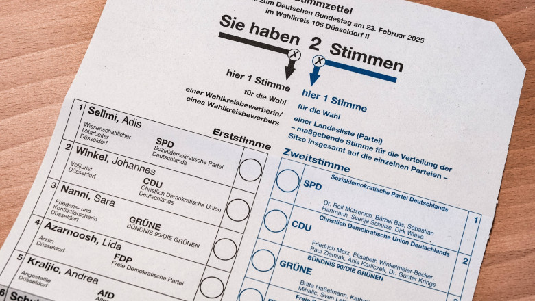 Düsseldorf 08.02.2025 Amtliche Wahlbenachrichtigung Wahlbrief Briefwahl Wahlkampf Bundestagswahl Wahlunterlagen Wahlsche