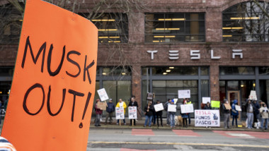 Tesla protest Seattle Feb 2025, Washington, USA - 15 Feb 2025