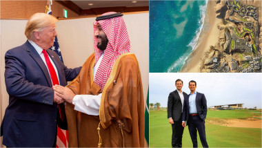 Donald Trump dă mâna cu Mohamed bin Salman / proiect Trump stațiune de lux Oman / Eric și Donald Trump Jr în clubul de golf Trump de la Dubai