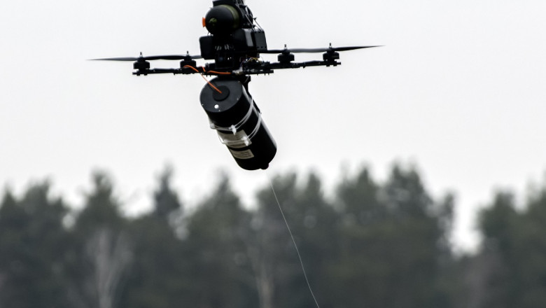A Fiber-optic-controlled Drone Designed For The Ukrainian Armed Forces, Kyiv Region, Ukraine - 29 Jan 2025