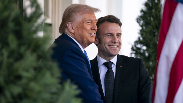Trump Greets President Macron of France at the White House in Washington, DC