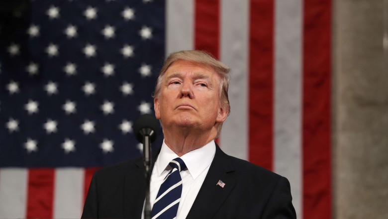 Donald Trump, pe 28 februarie 2017, la primul său discurs în fața Congresului Foto. Profimedia