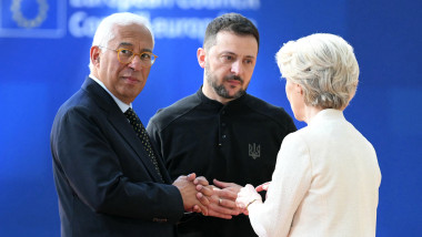 Antonio Costa Volodimir Zelenski si Ursula von der Leyen la summitul consiliului european Foto Profimedia (2)