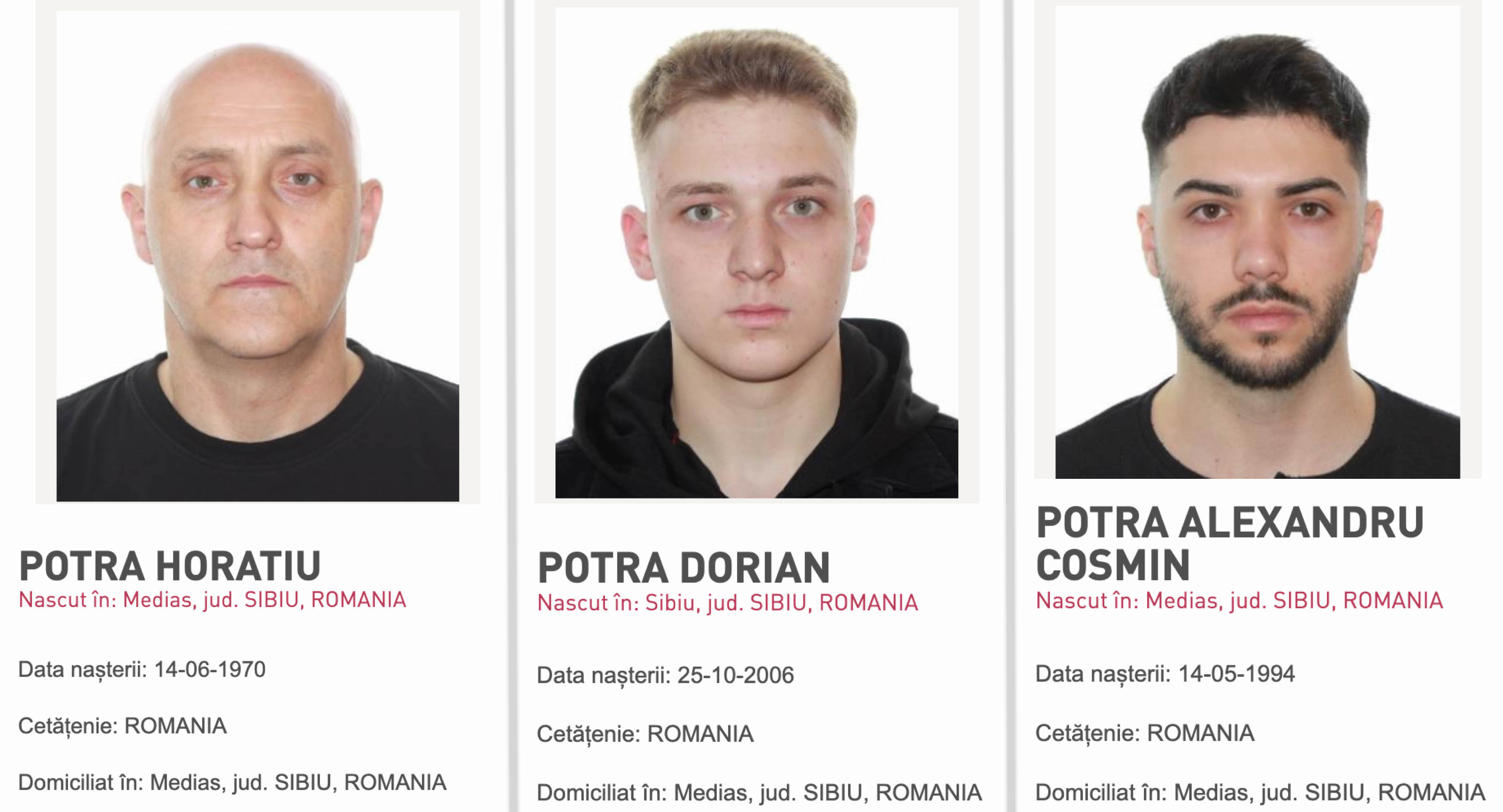 Horațiu Potra, fiul său și încă o rudă a lor, dați în urmărire generală. Anunțul Poliției Române