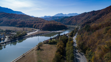 Aerial,View,Of,Olt,Valley,River,On,A,Sunny,Day.