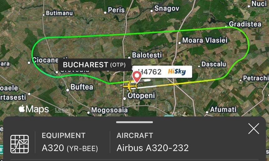 Cursa HiSky Bucureşti-Oradea a revenit pe Aeroportul Otopeni după ce echipajul a declarat urgență din cauza unei probleme la motor