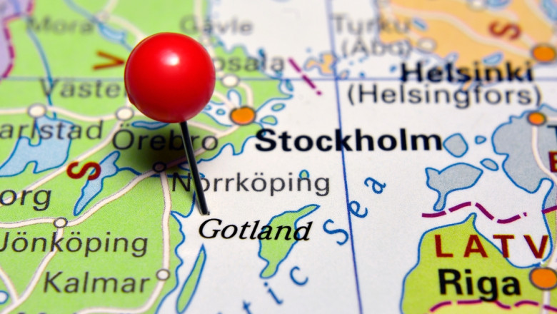 Gotland,Island,Marked,On,Map,In,Sweden
