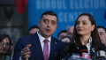 Anamaria Gavrilă, însoțită de George Simion, își depune la BEC candidatura pentru alegerile prezidențiale, în București, 15 martie 2025