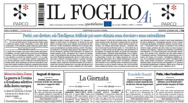 Italia are primul ziar din lume făcut integral de inteligența artificială. Articol pe prima pagină: „Putin, cele 10 trădări”