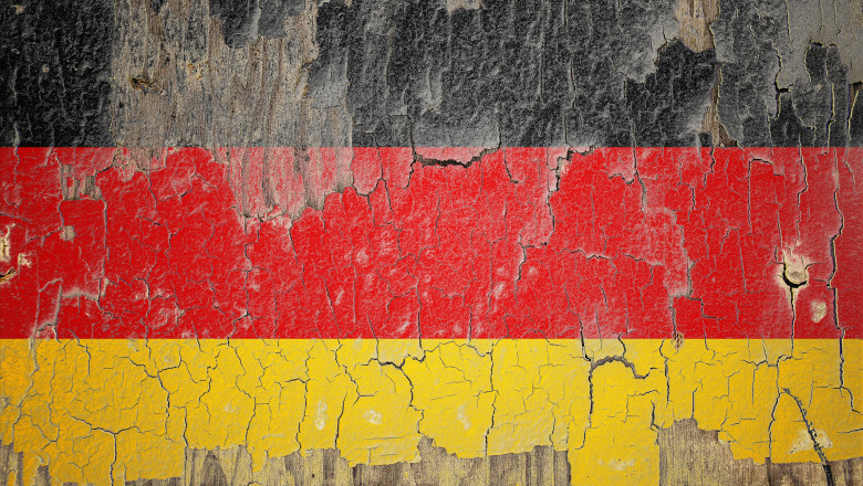 Germany,Flag,And,Paint,Cracks.,Prison,Concept,With,Border,Image.